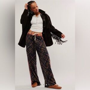 Free People Hudson Canyon Printed Pants in Brown Combo- Animal Print L